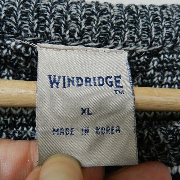 Vintage 90s Windridge Knit Grandpa Sweater‎ Size XL Gray Black Check Plaid - Picture 2 of 7